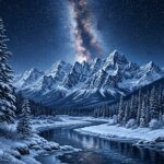 Snow Wallpaper Night Sky and River