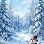 Snow Wallpaper Snowman in Forest