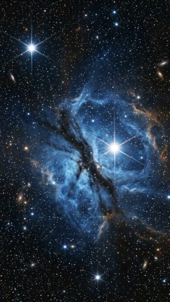 A stunning Starfield Nebula Wallpaper featuring a blue glow with twinkling stars