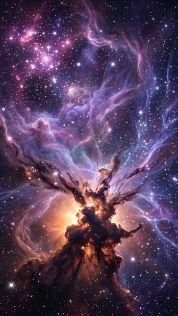 A bright nebula burst in the Starfield Nebula Wallpaper with intricate details