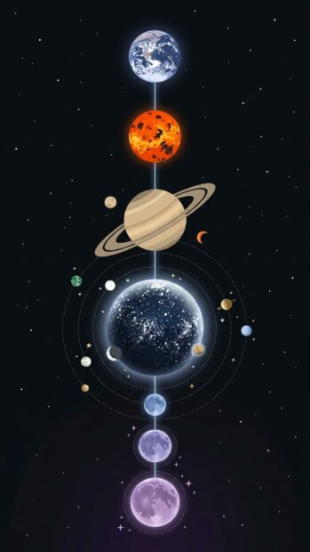 Starfield Nebula Wallpaper featuring an alignment of planets in Full HD resolution