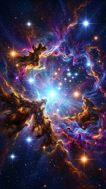 A Starfield Nebula Wallpaper with a radiant center and colorful swirls