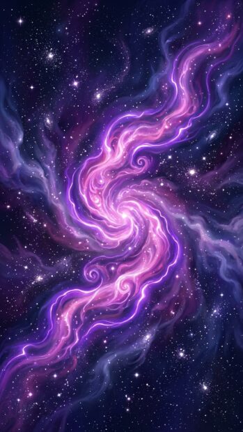 A vibrant purple swirling nebula set against a backdrop of stars in Full HD