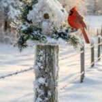 Country Christmas Wallpaper Cardinal Birdhouse Mobile Wallpaper