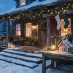 Cozy Country Christmas Cabin Snow Wallpaper