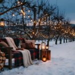 Cozy Orchard Country Christmas Bench Wallpaper