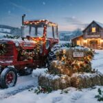 Country Christmas Wallpaper Red Tractor Barn Desktop Wallpaper