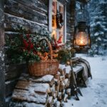 Country Christmas Wallpaper Rustic Cabin Snow Mobile Wallpaper
