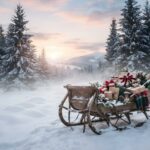 Sleigh with Gifts Country Christmas Wallpaper