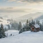 Snowy Country Christmas Chapel Wallpaper