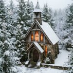Snowy Stone Church Country Christmas Wallpaper