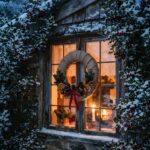 Rustic Window Christmas Wreath Country Christmas Wallpaper
