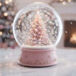 Cute Pink Christmas Tree Snow Globe Wallpaper