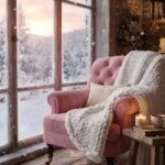 Cute Pink Christmas Armchair Window Wallpaper