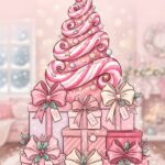 Cute Pink Christmas Wallpaper Candy Swirl Tree Presents Wallpaper