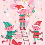 Cute Pink Christmas Wallpaper Elves Decorating Candy Cane Wallpaper