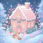 Cute Pink Christmas Gingerbread House Wallpaper