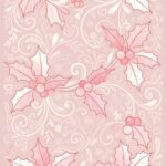 Cute Pink Christmas Wallpaper Holly Pattern Design Wallpaper