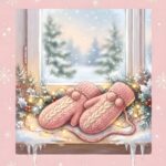 Cute Pink Christmas Mittens Window Wallpaper