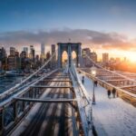 New York Christmas Brooklyn Bridge Sunrise Wallpaper