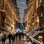 New York Christmas Brownstone Street Lights Wallpaper