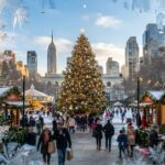 New York Christmas Bryant Park Tree Ice Rink Wallpaper