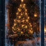 New York Christmas Wallpaper Cozy Tree Frosted Window