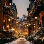 New York Christmas Decorated Alley Wallpaper