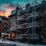 New York Christmas Wallpaper Decorated Fire Escapes Street