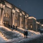 New York Christmas Met Museum Snow Night Wallpaper