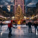 New York Christmas Rockefeller Center Ice Rink Wallpaper