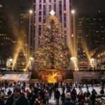 New York Christmas Rockefeller Tree Skating Wallpaper