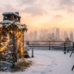 New York Christmas Rooftop Chimney Skyline Wallpaper