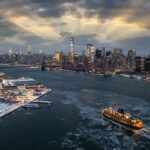 New York City Skyline Winter Snow Wallpaper