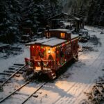 New York Christmas Canadian Caboose Snow Wallpaper