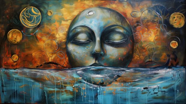 4K Abstract dreamscape, surreal landscapes and figures.