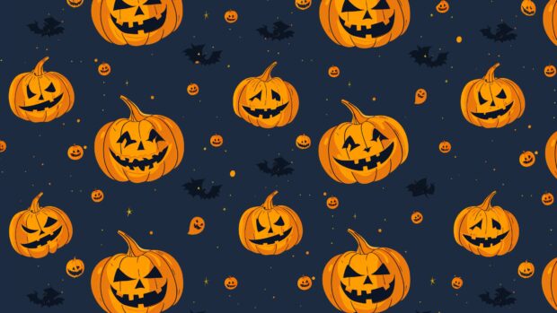 4K Halloween background with the same pumpkins.