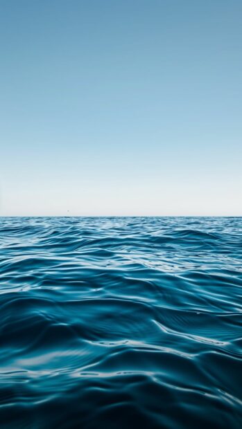 A calm sea with gentle ripples and a clear blue sky, iPhone wallpaper.