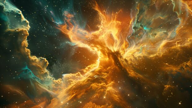 A cosmic nebula with swirling colors and distant stars, inspired by the planeswalker travels in MTG lore.