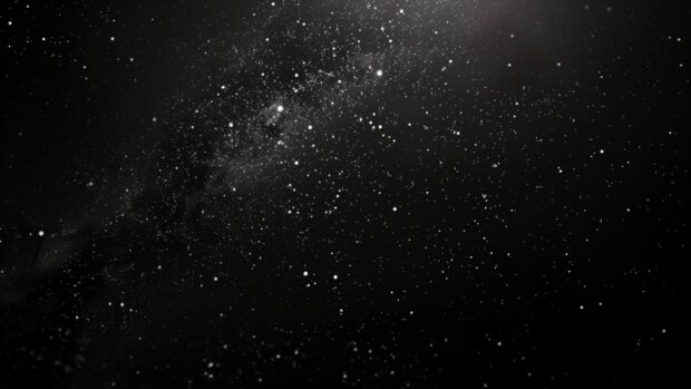 A deep black space background with distant stars twinkling faintly, creating a sense of vast emptiness and mystery.