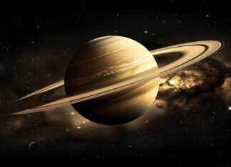 A detailed Saturn with its rings prominently displayed wallpaper, against a dark space 1080p background.