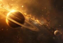 A detailed Saturn with its rings prominently displayed wallpaper, against a dark space background 1920x1080.