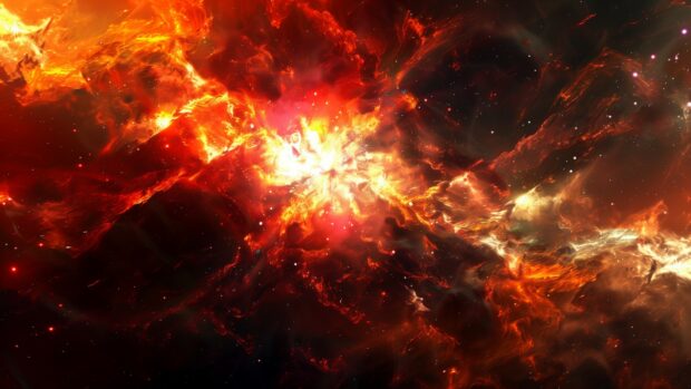 A dramatic supernova explosion space desktop background, with bright colors and dynamic energy.