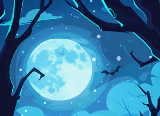 A friendly ghost floating through a moonlit graveyard with smiling tombstones, Preppy Halloween Wallpaper.