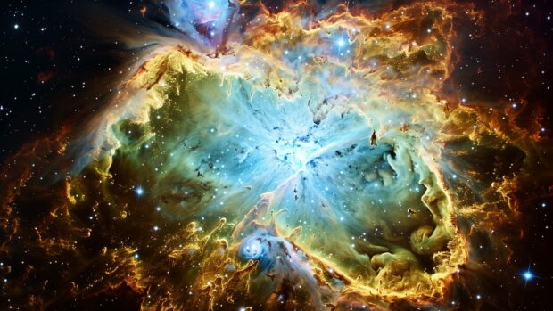 A high resolution image of the Crab Nebula with intricate details and vibrant colors in the vastness of outer space HD wallpaper.