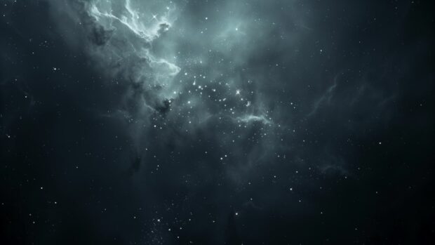 A mysterious dark nebula with faint stars peeking through the cosmic dust, creating an eerie and beautiful scene, space HD wallpaper.