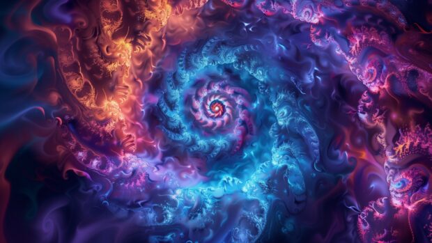 A stunning image of a spiral galaxy with vibrant colors and intricate details showing Space HD Wallpaper.