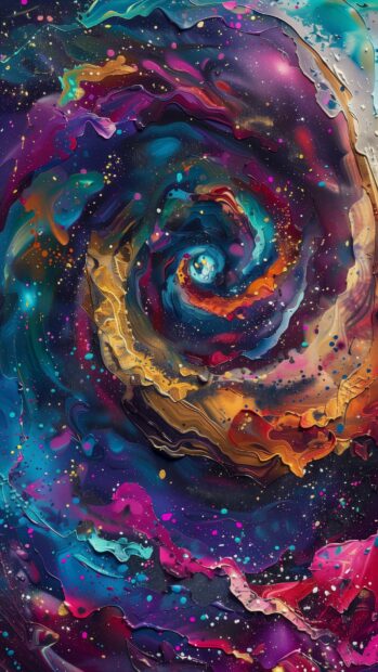 A stunning spiral galaxy HD wallpaper for iPhone with vibrant colors and intricate details.