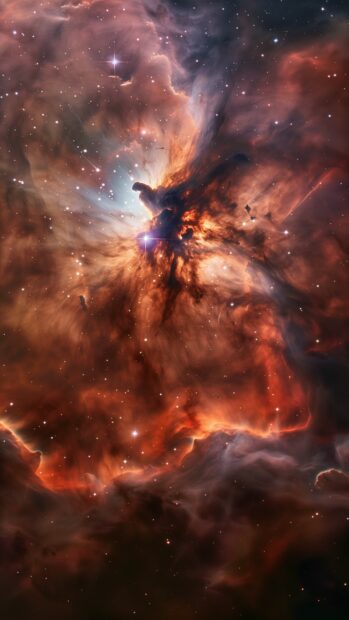 A vivid nebula wallpaper iPhone with swirling gases and bright stars.