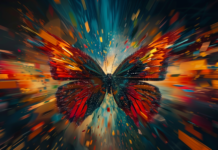 Abstract 4K Wallpaper butterfly effect, chaotic patterns and colors.